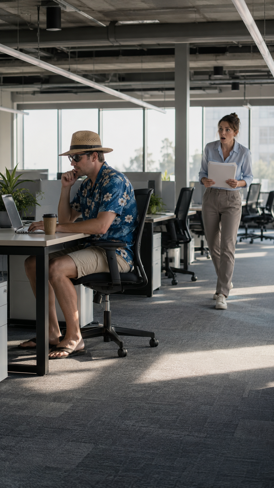 Son collègue vient travailler tous les jours pendant ses vacances